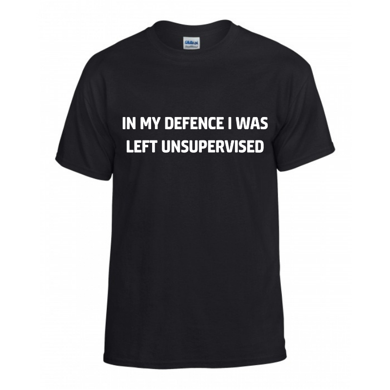 In My Defence I Was Left Unsupervised | Unisex Tee | Meh Ink